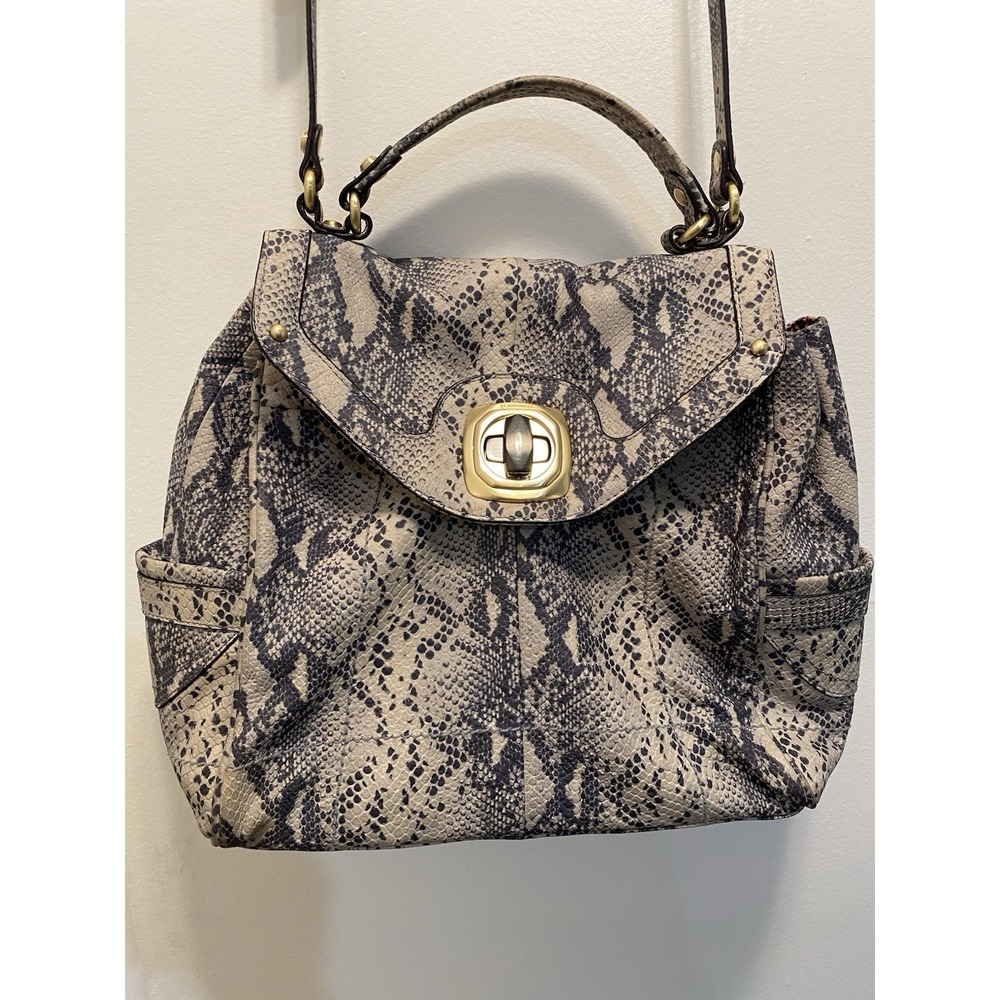 B Makowsky Woman's Handbag Snake Print Leather Cheetah Interior coquette sexy